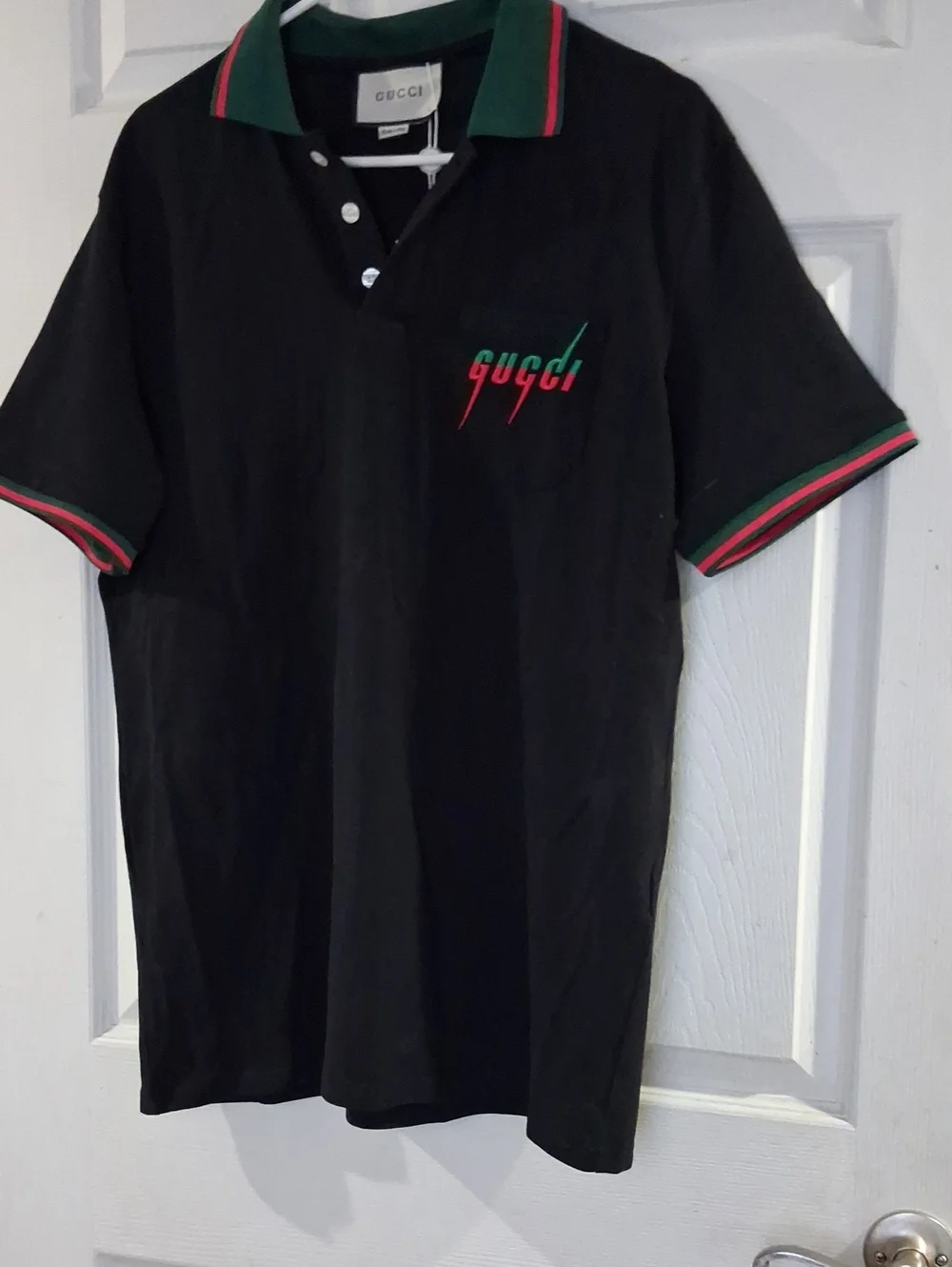 NWT Gucci Men’s Black Polo Shirt with Green & Red Trim
